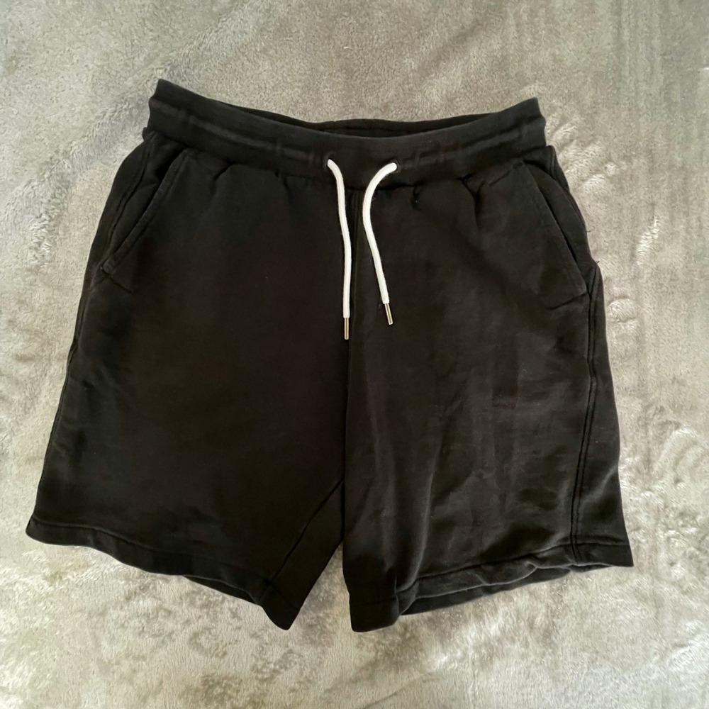 Quiksilver‎ Men's Black Fleece Sweat Shorts Drawstring Waist Regular Fit Small